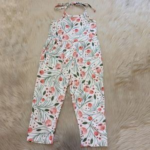 Marcie NWT white with pink and green flower pattern soft jumpsuit size 3Y